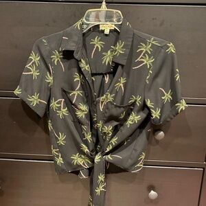 Black Palm Tree Print Shirt